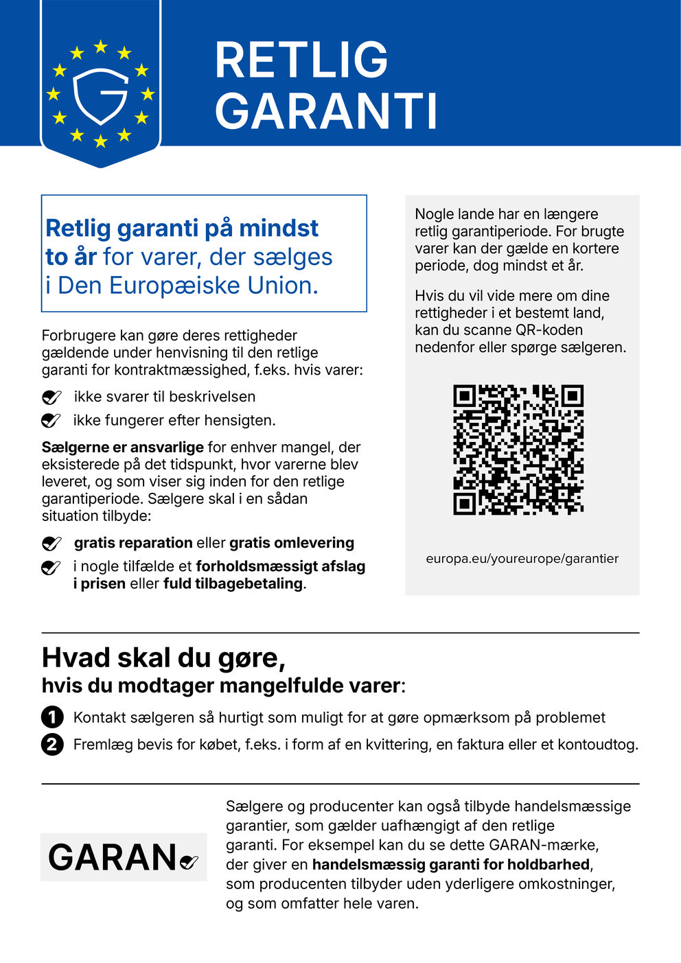 EU-meddelelse om den retlige garanti (reklamationsret)